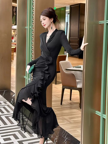 Vestito lungo elegante nero - vestito,
