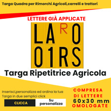 Targa Ripetitrice per rimorchi Agricoli  con lettere e numeri gia' applicati