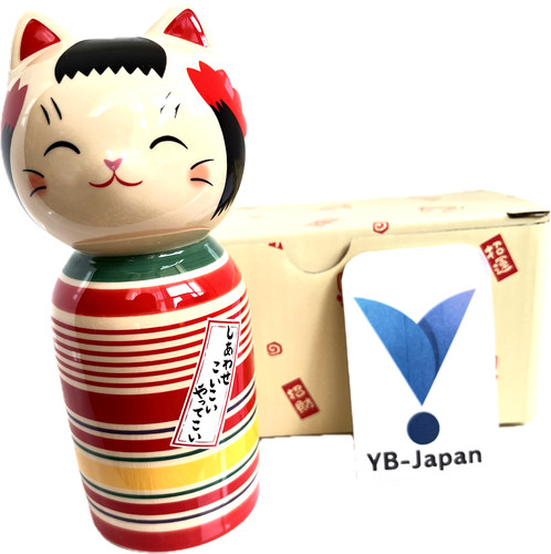Happy cat kokeshi - happy, doll