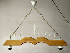 Lampadario in ferro battuto e legno 2 luci E27 stile Shabby Chic senza diffusori