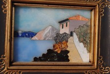 Commesso Fiorentino Pietre Dure Lago di Montagna con Casolare Mosaico