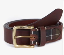 Cintura uomo BARBOUR tartan/pelle - marrone taglia L 39 - 44 prezzo di listino £ 36,95