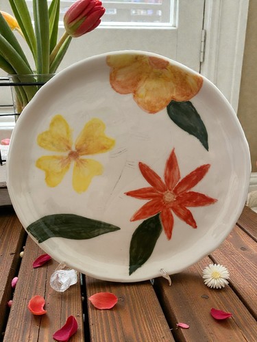 Piatto ceramica floreale - piatto, in