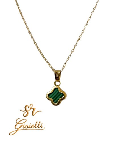 Collana quadrifoglio 45cm oro - collana,