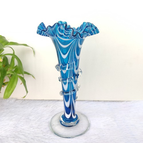 Vintage fiore vaso bianco - vaso, blu