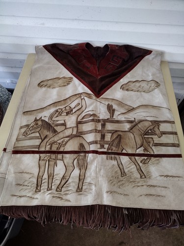 Poncho vintage pelle - poncho,