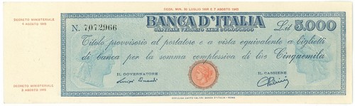 5000 lire titolo - titolo, provvisorio