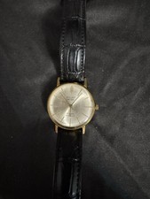 Vintage Men's Wristwatch  Poljot De LUXE Ultra Slim Soviet Watch Black Dial