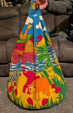 Sedia vintage IKEA borsa fagioli bambini stampa animalier Arca di Noè made in British anni 80