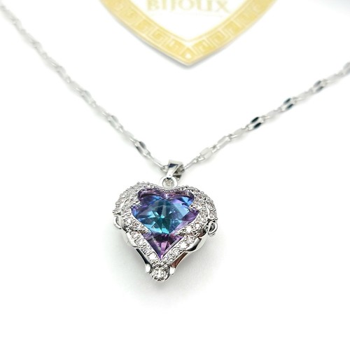 Collana acciaio cuore zircone - collana,