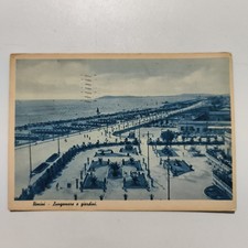 RIMINI LUNGOMARE E GIARDINI SPEDITA 1941 CARTOLINA D’EPOCA  
