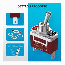 Interruttore a levetta impermeabile 12V DC 30A / 250V AC 15A - ON / OFF