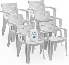 - Set 6 Sedie Da Giardino in Plastica Maya - Sedie Plastica Impilabili Con Bracc