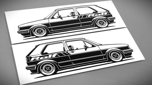 Adesivo golf mk2 silhouette - mk2,