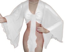 Camicetta bianca in chiffon danza del ventre stile choli pelle zingara sciarpa spiaggia boho