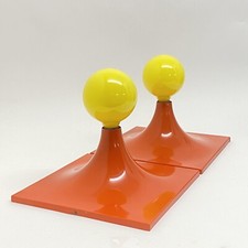 COPPIA 2 BIG APPLIQUES SPACE AGE LAMP VINTAGE METAL ORANGE ‘70s ORIGINAL LAMPADA