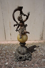 Putto angelo Scultura in metallo prima metà del 900' decorativo portacandela