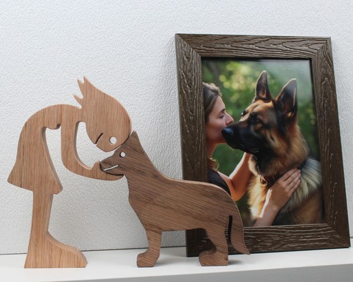 Wooden girl german shepherd - wooden,