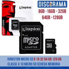 KINGSTON MICRO SD 8 16 32 64 GB 128 GB CLASSE 4 10 MICRO SD SCHEDA MEMORIA
