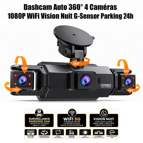 Dashcam auto 360 caméras - auto, 4