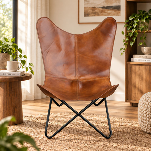 Sedia farfalla vera pelle - sedia,