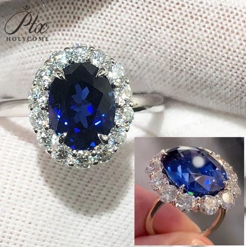Anello ovale zaffiro blu