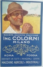 CARTOLINA SOCIETÀ MACCHINE COLORNI MILANO FOGGIA AGRICOLTURA PUBBLICITARIA 