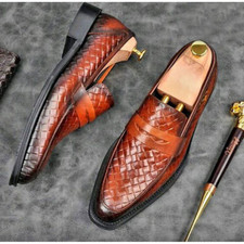 Mocassini in pelle intrecciata