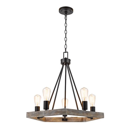 Lightwood metal chandelier - 5,