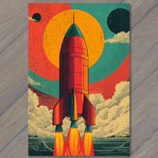 CARTOLINA Lancio Razzi Retro