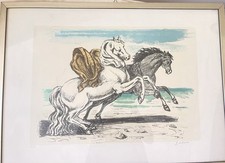 Giorgio de Chirico litografia 1974 Cavalli Sulla Spiaggia Tiratura 174/300