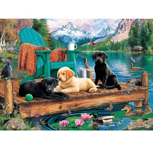 Puzzle scenico cane lago