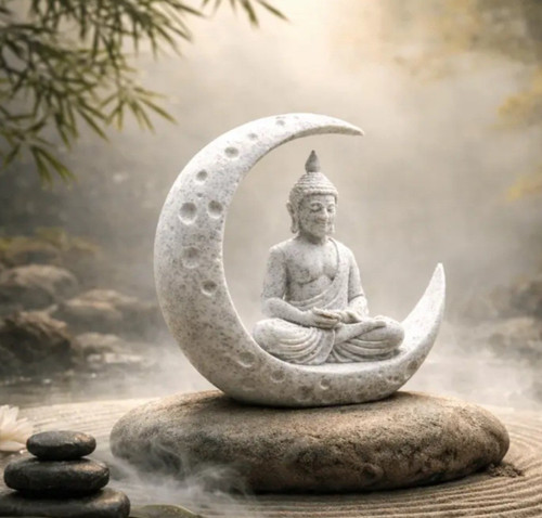 Statua buddha sulla luna in - buddha,