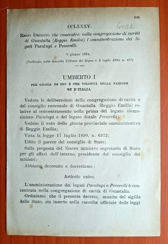 Guastalla regio decreto - guastalla,regio,
