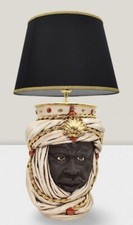 Lampada da Tavolo Ceramica Caltagirone Lampade Testa di Moro Uomo Lume Grande in
