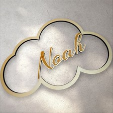 ☁️ Fiocco Nascita Personalizzato in Legno – Nuvoletta con Nome Inciso 