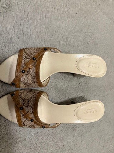 Gucci canvas mules - gg, pelle