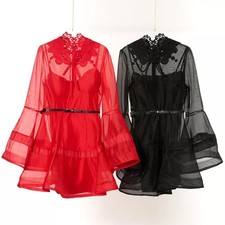 Abito Donna Nero Rosso Tulle