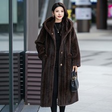 Cappotto pelliccia visone dorato festa lusso donna lungo con cappuccio vera pelliccia singolo bottone