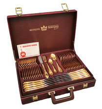 SBS Solingen Set di posate 23/24 carati placcato oro 82 pezzi posate simili Vienna