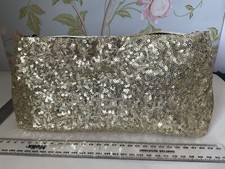 SPARKLY GOLD Sequinned Sequin COCKTAIL PARTY CLUTCH HANDBAG Bridesmaid BAG new