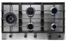 Piano Cottura a Gas 5 fuochi 90 cm (86cm) Inox incasso Wok PremierTech PC905L