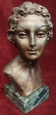 SCULTURA BUSTO DONNA BRONZO BASE MARMO - D. MASTROIANNI (1876-1962)