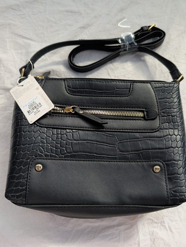 Borsa mano nera con zip - zip, oro