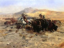 Buffalo Hunt by Charles M Russell Western Giclee Art Print + Ships Free