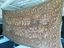 Splendido antico Arazzo  birmano da parete sec XIX 3,5 x 1,7 mt