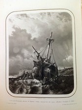 COSTE DI NORMANDIA. Incisione originale 1852 esposizione delle belle arti MILANO