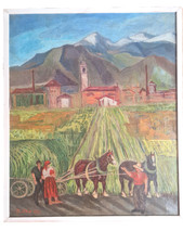 DIPINTO QUADRO NAIF Campagna