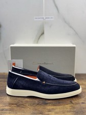 Santoni Mocassino Summer Walk Suede Blu Luxury Santoni Scarpe Uomo 45