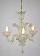Lampadario Vetro Arte Murano trasparente stile Venezia 3 Luci Vintage epoca-38R